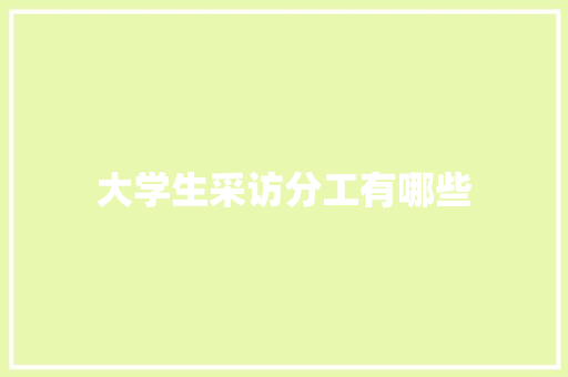 大学生采访分工有哪些