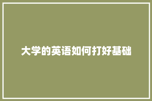 大学的英语如何打好基础