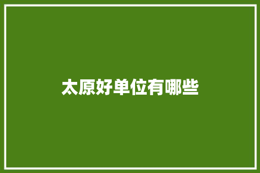太原好单位有哪些