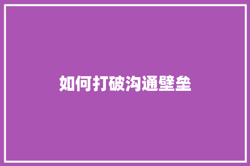 如何打破沟通壁垒