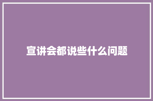宣讲会都说些什么问题