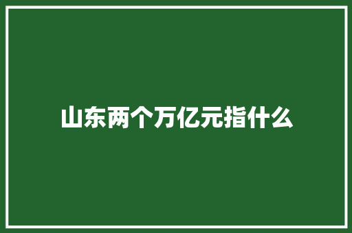 山东两个万亿元指什么