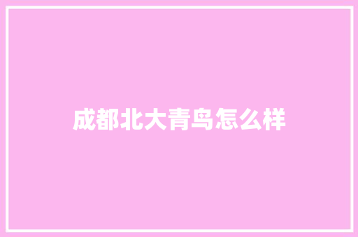 成都北大青鸟怎么样
