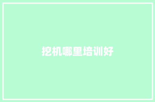 挖机哪里培训好