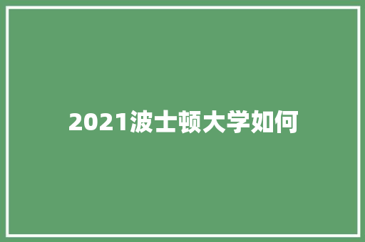 2021波士顿大学如何