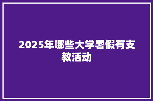 2025年哪些大学暑假有支教活动