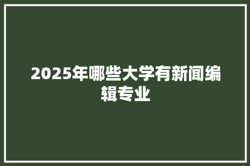 2025年哪些大学有新闻编辑专业