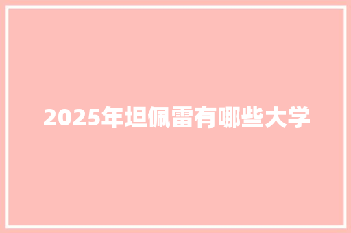 2025年坦佩雷有哪些大学