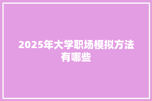 2025年大学职场模拟方法有哪些