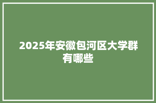 2025年安徽包河区大学群有哪些