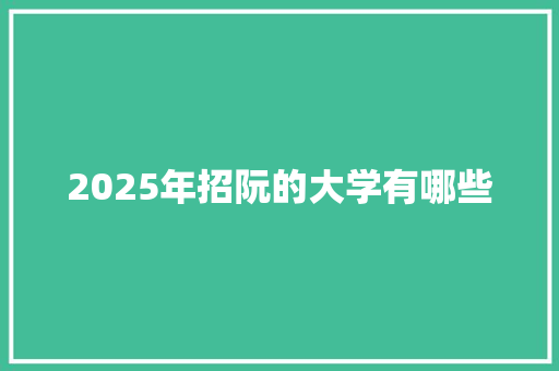 2025年招阮的大学有哪些