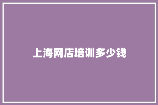 上海网店培训多少钱