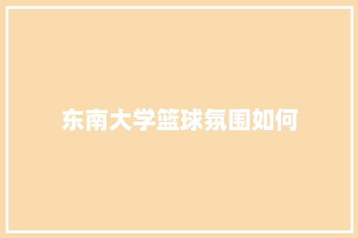 东南大学篮球氛围如何