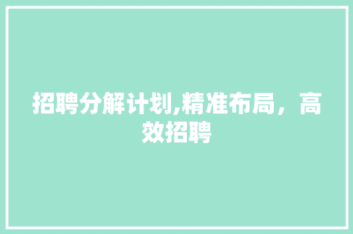 招聘分解计划,精准布局，高效招聘
