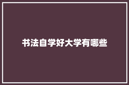 书法自学好大学有哪些