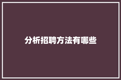 分析招聘方法有哪些