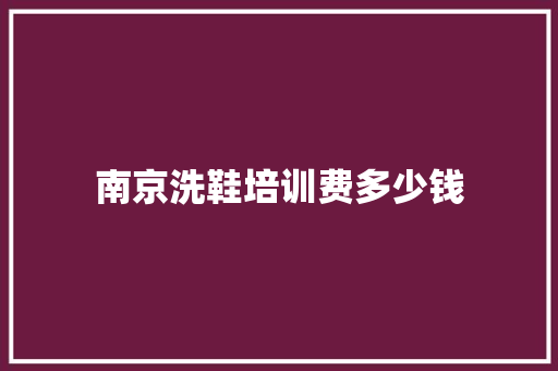 南京洗鞋培训费多少钱
