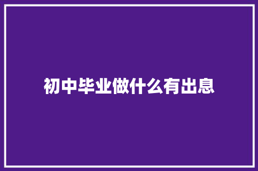 初中毕业做什么有出息