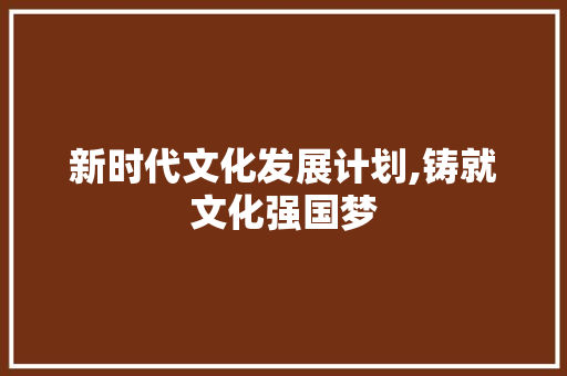 新时代文化发展计划,铸就文化强国梦