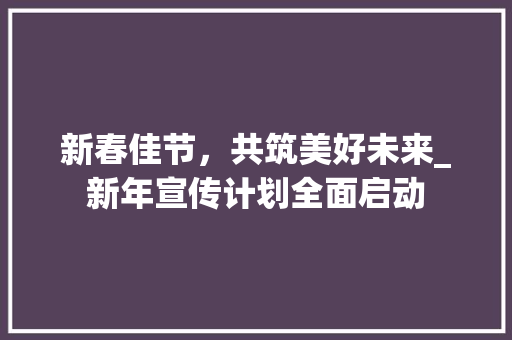 新春佳节，共筑美好未来_新年宣传计划全面启动