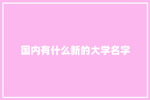 国内有什么新的大学名字