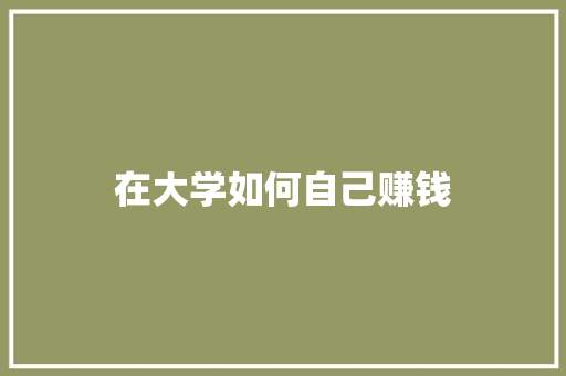 在大学如何自己赚钱