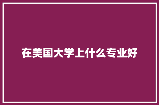 在美国大学上什么专业好