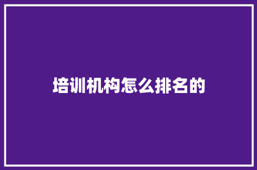 培训机构怎么排名的
