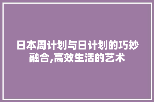日本周计划与日计划的巧妙融合,高效生活的艺术