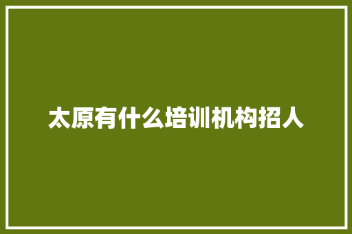 太原有什么培训机构招人