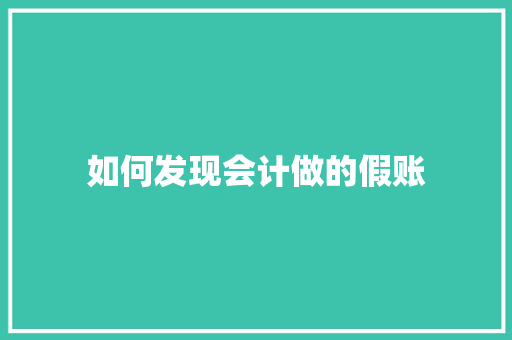 如何发现会计做的假账