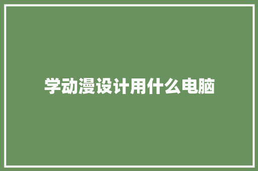 学动漫设计用什么电脑