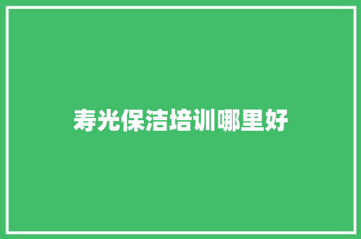 寿光保洁培训哪里好