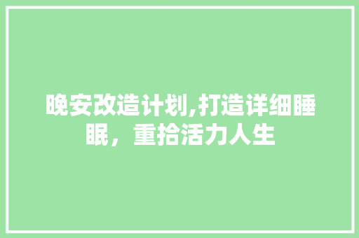 晚安改造计划,打造详细睡眠，重拾活力人生