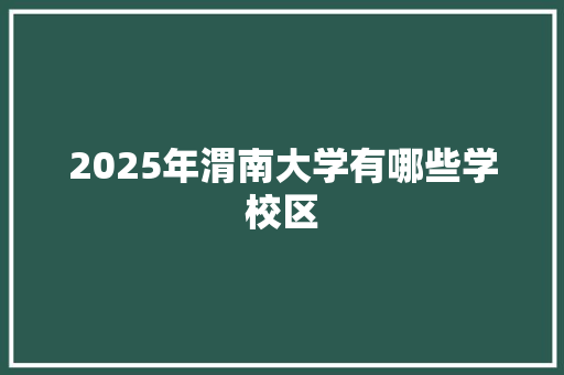 2025年渭南大学有哪些学校区