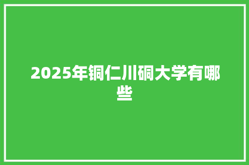 2025年铜仁川硐大学有哪些