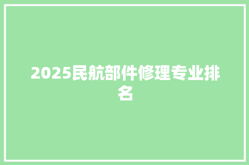 2025民航部件修理专业排名