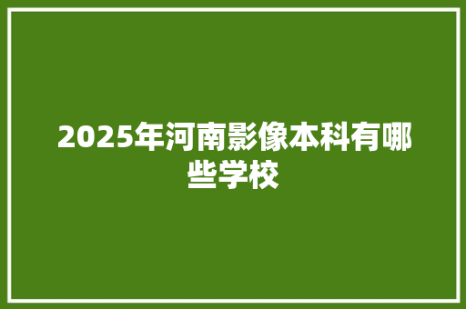 2025年河南影像本科有哪些学校