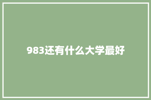 983还有什么大学最好