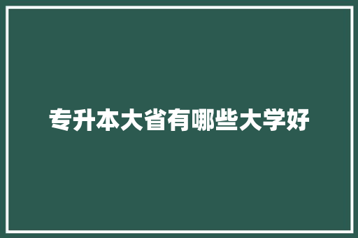 专升本大省有哪些大学好