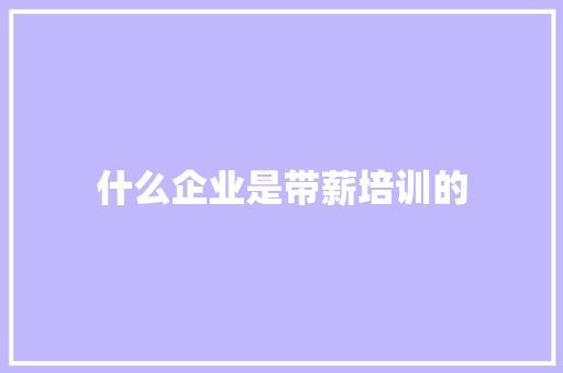什么企业是带薪培训的