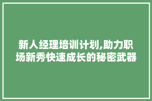新人经理培训计划,助力职场新秀快速成长的秘密武器