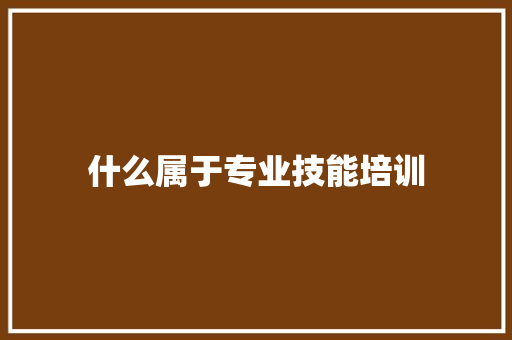 什么属于专业技能培训