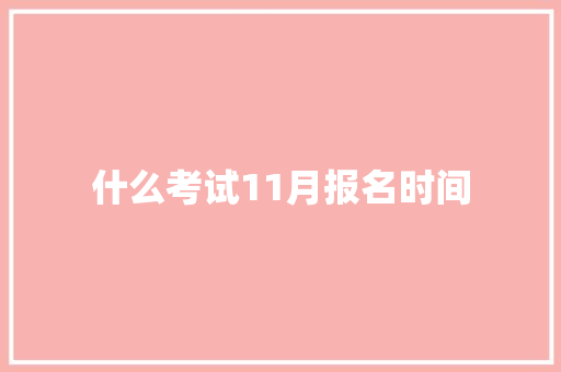 什么考试11月报名时间