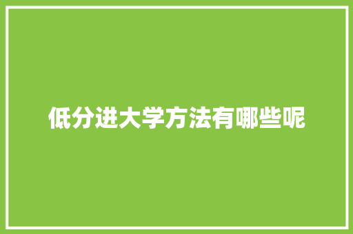 低分进大学方法有哪些呢