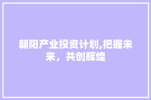 朝阳产业投资计划,把握未来，共创辉煌 反义词汇