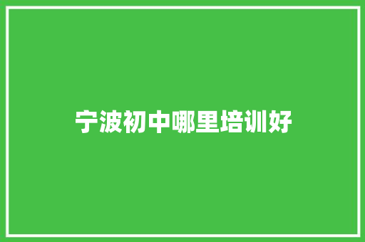 宁波初中哪里培训好