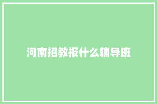 河南招教报什么辅导班