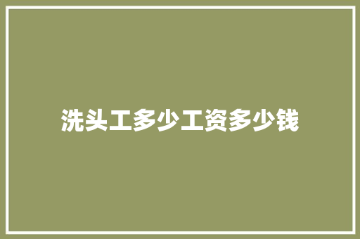 洗头工多少工资多少钱