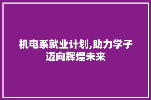 机电系就业计划,助力学子迈向辉煌未来
